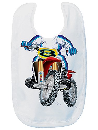 Just Add A Kid Baby Boy's Motocross 423 Baby Bib 0-6 Months White