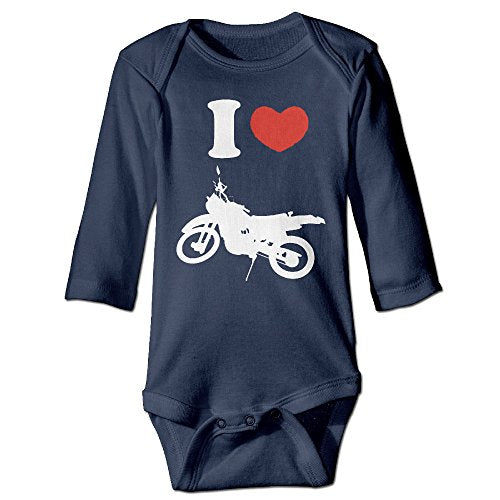 Boys -  I Heart Love Dirt Bike Logo Infant Cotton Personalized Onesie